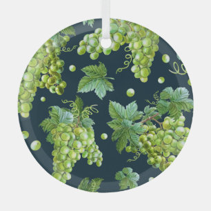 Grüne Traube: Dunkles Muster für die Wasserfarbe Ornament Aus Glas