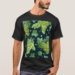 Grüne Traube: Dunkles Muster für die Wasserfarbe T-Shirt