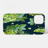 Grüne Traube: Wasserfarbe Dunkles Muster iPhone Hülle (Rückseite (Horizontal))