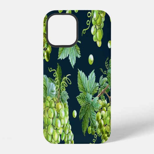 Grüne Traube: Wasserfarbe Dunkles Muster iPhone Hülle (Rückseite)