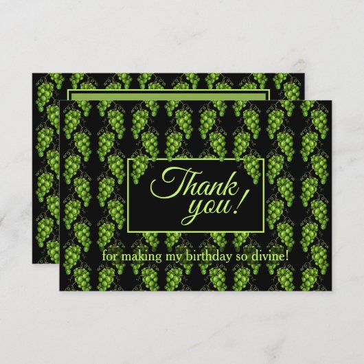 Grüne Trauben Danke Karte (Vorne/Hinten)