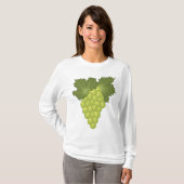 Grüne Trauben Rebenblätter Frische Früchte T-Shirt (Vorne ganz)