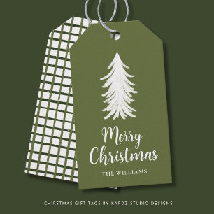 Grüne Tree Skript Weihnachtsgeschenke Tags Geschenkanhänger