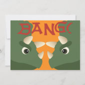 Grüne Triceratops Dinosaurier Dritter Geburtstag Einladung (Rückseite)