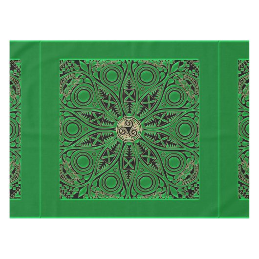 Grüne Triskele Mandala Kelly Tischdecke (Vorderseite (Horizontal))