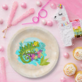 Grüne Tropenechse mit Blume Pappteller (Party)