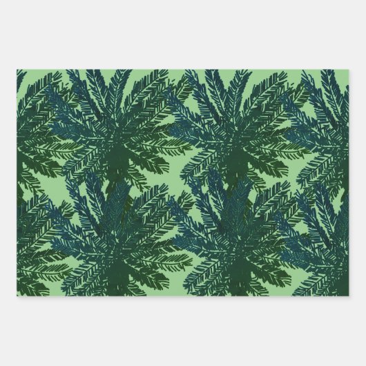 Grüne Tropenpalme Geschenkpapier Set (Vorderseite)