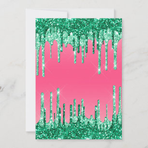 Grüne tropfende Glitzer Chic Rosa Wassermelonenfar Einladung