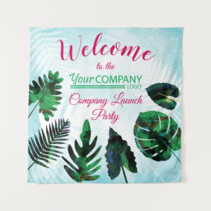 Grüne, tropische Aquamarine-Blätter Tapestry Wandteppich