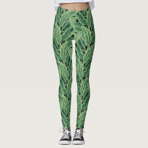 Grüne tropische Bananen-Blätter Leggings