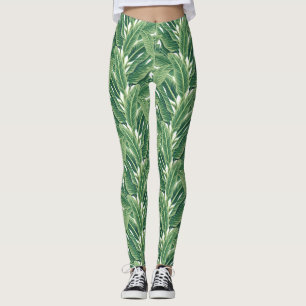Grüne tropische Bananen-Blätter Leggings