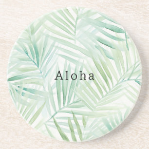 Grüne tropische Blätter Aloha Getränkeuntersetzer
