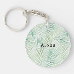 Grüne tropische Blätter Aloha Schlüsselanhänger