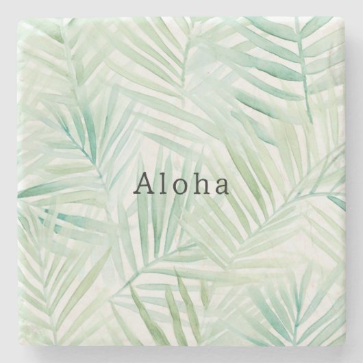 Grüne tropische Blätter Aloha Steinuntersetzer (Vorderseite)
