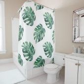 Grüne tropische Blätter, Aquarellmuster Duschvorhang (Beispiel)