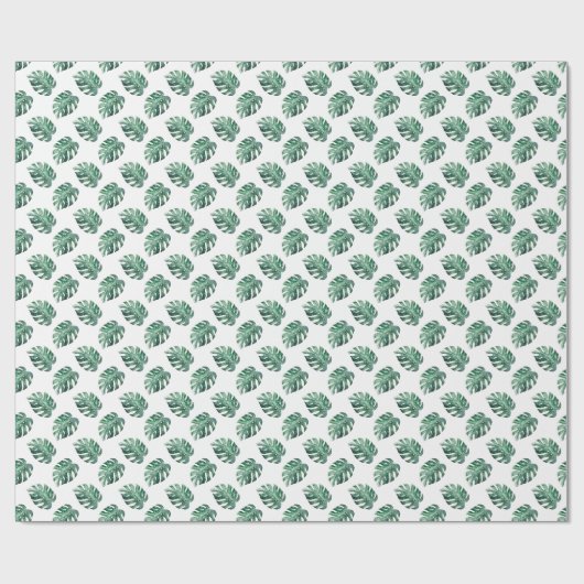 Grüne tropische Blätter, Aquarellmuster Geschenkpapier (Flach)