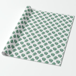 Grüne tropische Blätter, Aquarellmuster Geschenkpapier