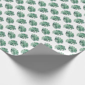 Grüne tropische Blätter, Aquarellmuster Geschenkpapier (Ecke)