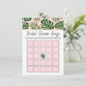 Grüne tropische Blätter Bridal Bingo-Spielkarte Begleitkarte (Stehend Vorderseite)