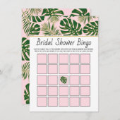 Grüne tropische Blätter Bridal Bingo-Spielkarte Begleitkarte (Vorne/Hinten)