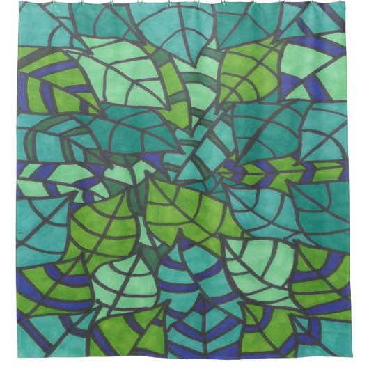 Grüne tropische Blätter Duschvorhang (Vorderseite)