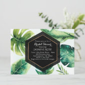 Grüne tropische Blätter Elegante Einladungen für H (Stehend Vorderseite)