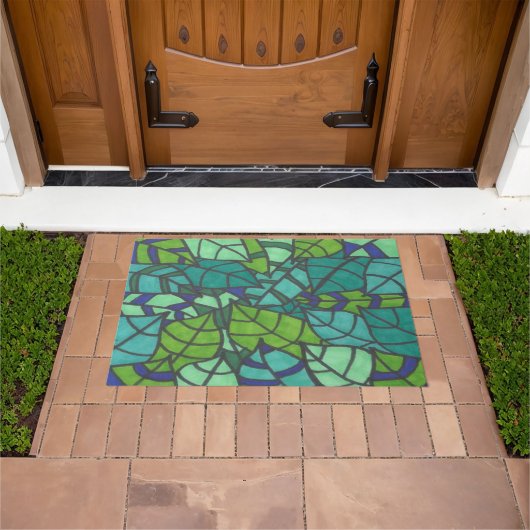 Grüne tropische Blätter Fußmatte (Außenbereich)