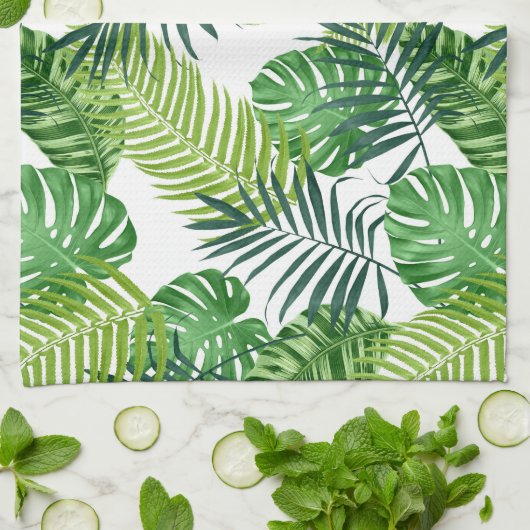 Grüne tropische Blätter Geschirrtuch (Gefaltet)