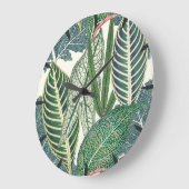 Grüne tropische Blätter Große Wanduhr (Winkel)