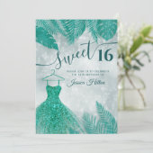 Grüne tropische Blätter kleiden 16 . Geburtstag Ei Einladung (Stehend Vorderseite)