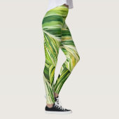Grüne tropische Blätter Kunst Leggings (Rechts)