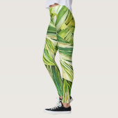 Grüne tropische Blätter Kunst Leggings (Links)