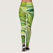 Grüne tropische Blätter Kunst Leggings (Rückseite)