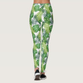 Grüne tropische Blätter Leggings (Rückseite)