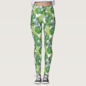 Grüne tropische Blätter Leggings (Vorderseite)