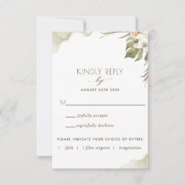 Grüne, tropische Blätter mit oder ohne Mahlzeiten RSVP Karte