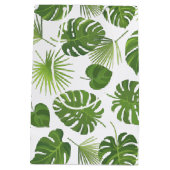 Grüne tropische Blätter Muster Klasse Mittlere Geschenktüte (Rückseite)