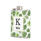 Grüne tropische Blätter Muster mit Imitate Gold Fr Flachmann (Links)