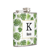 Grüne tropische Blätter Muster mit Imitate Gold Fr Flachmann (Rechts)