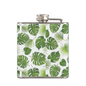 Grüne tropische Blätter Muster mit Imitate Gold Fr Flachmann (Rückseite)