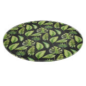 Grüne tropische Blätter Muster schwarz botanisch Schneidebrett (Ecke)