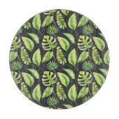 Grüne tropische Blätter Muster schwarz botanisch Schneidebrett (Vorderseite)