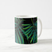 Grüne tropische Blätter. Nahtloses Muster Kaffeetasse (VorderseiteRechts)