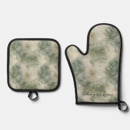 Grüne tropische Blätter Ofenhandschuh & Topflappen-Set