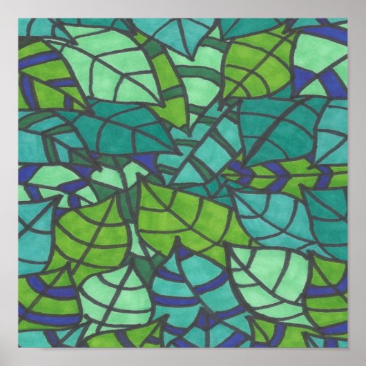 Grüne tropische Blätter Poster (Vorne)