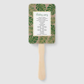 Grüne tropische Blätter rustikale Hochzeitsfeier Fächer (Rückseite)