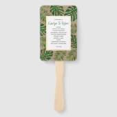 Grüne tropische Blätter rustikale Hochzeitsfeier Fächer (Vorderseite)