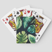 Grüne tropische Blätter Schwarz Elegant Moderner C Spielkarten (Rückseite)