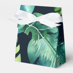 Grüne tropische Blätter Schwarze elegante Hochzeit Geschenkschachtel