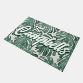 Grüne tropische Blätter Script Nachname Doormat Fußmatte (Schrägansicht)